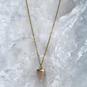 Colgante Diente de cuarzo rosa
